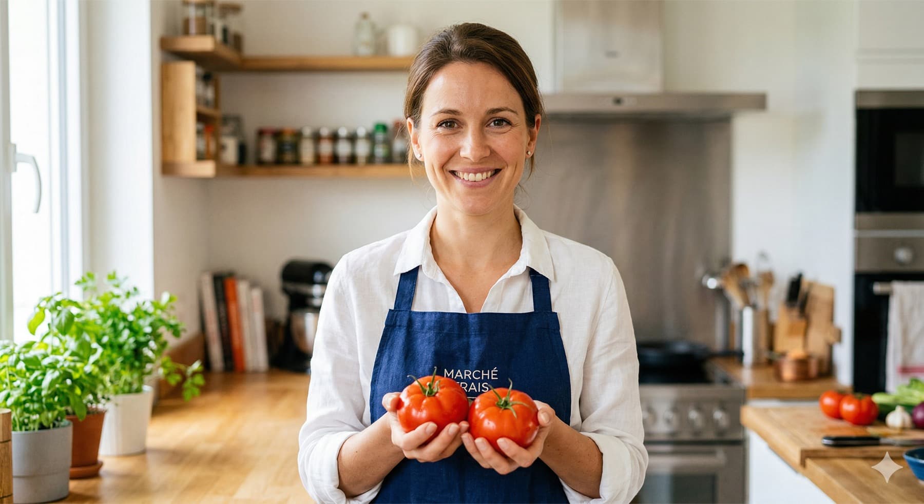 Coach nutrition en cuisine avec des tomates fraiches